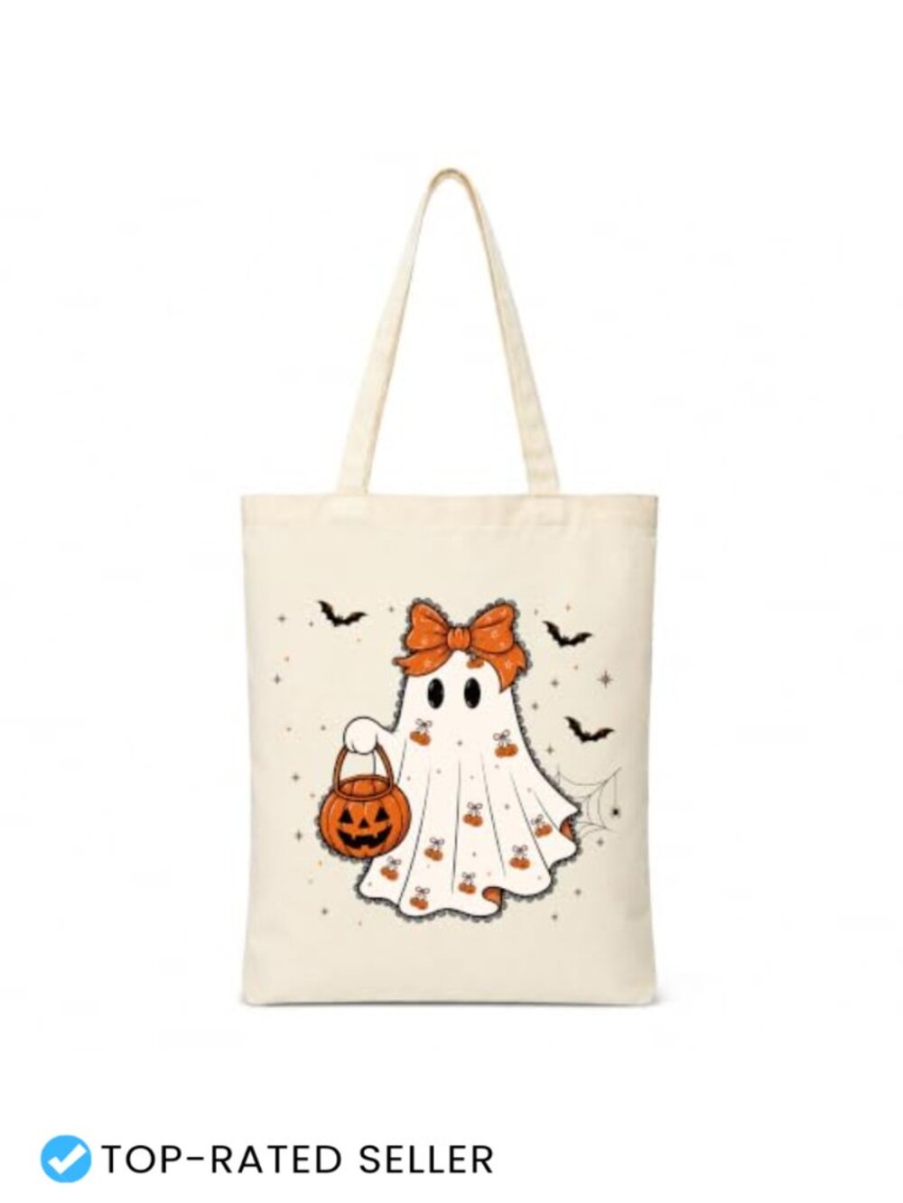 Halloween Tote Bag for Women Trick or Treat Canvas Shopping Shoulder Bag